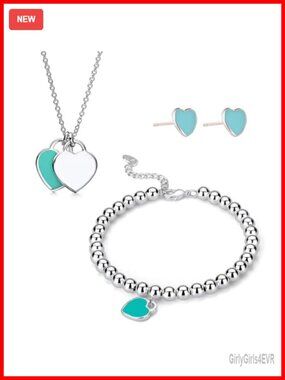 Heart Pendant Necklace Charm Bracelet Titanium Heart Love Earrings